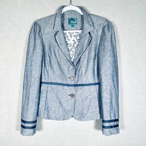 Luigi Bertolli Jacket Womens M Blue Linen Blend Chambray Blazer